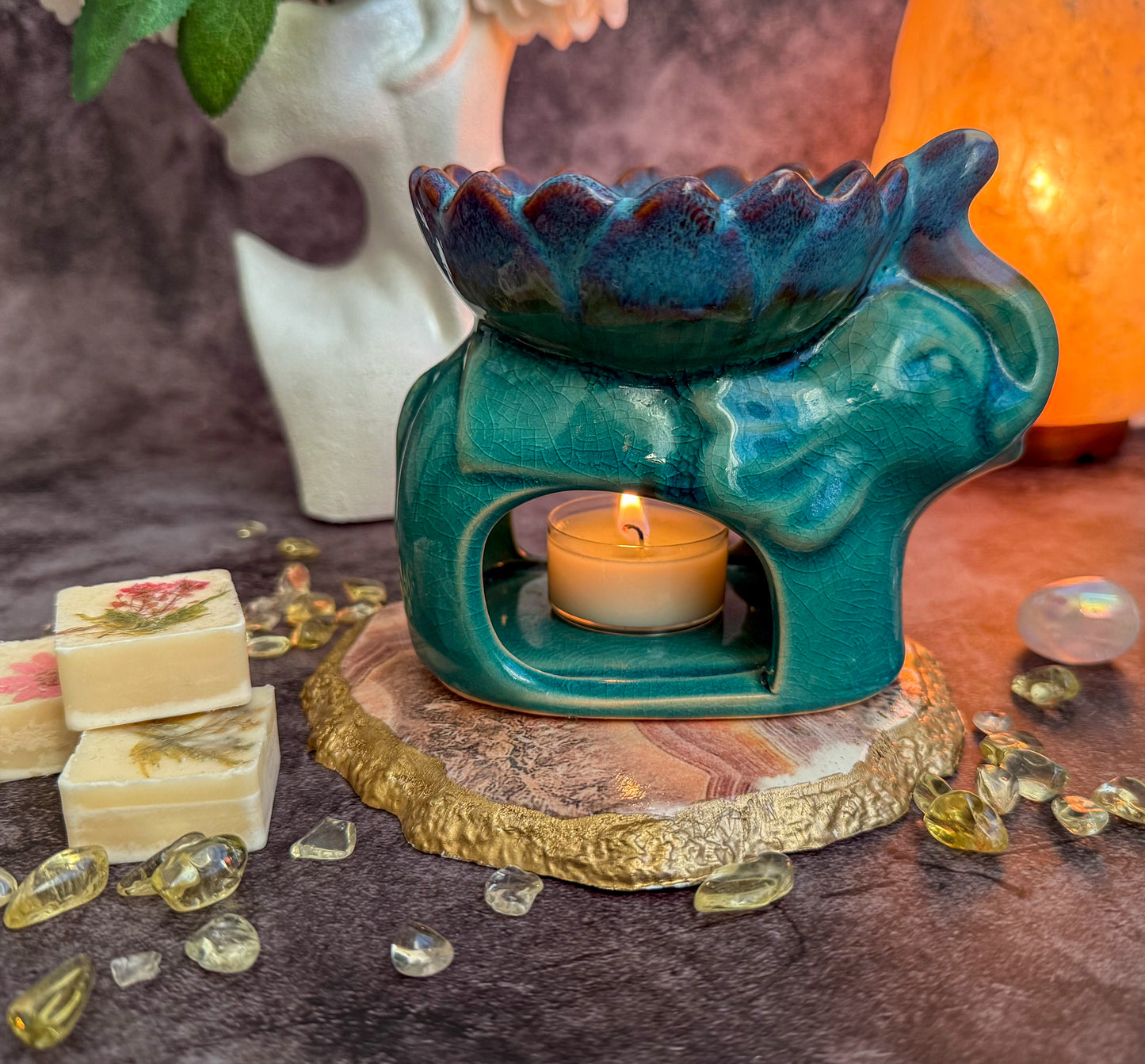 Duftlampe Aromalampe Elefant Blaugrün