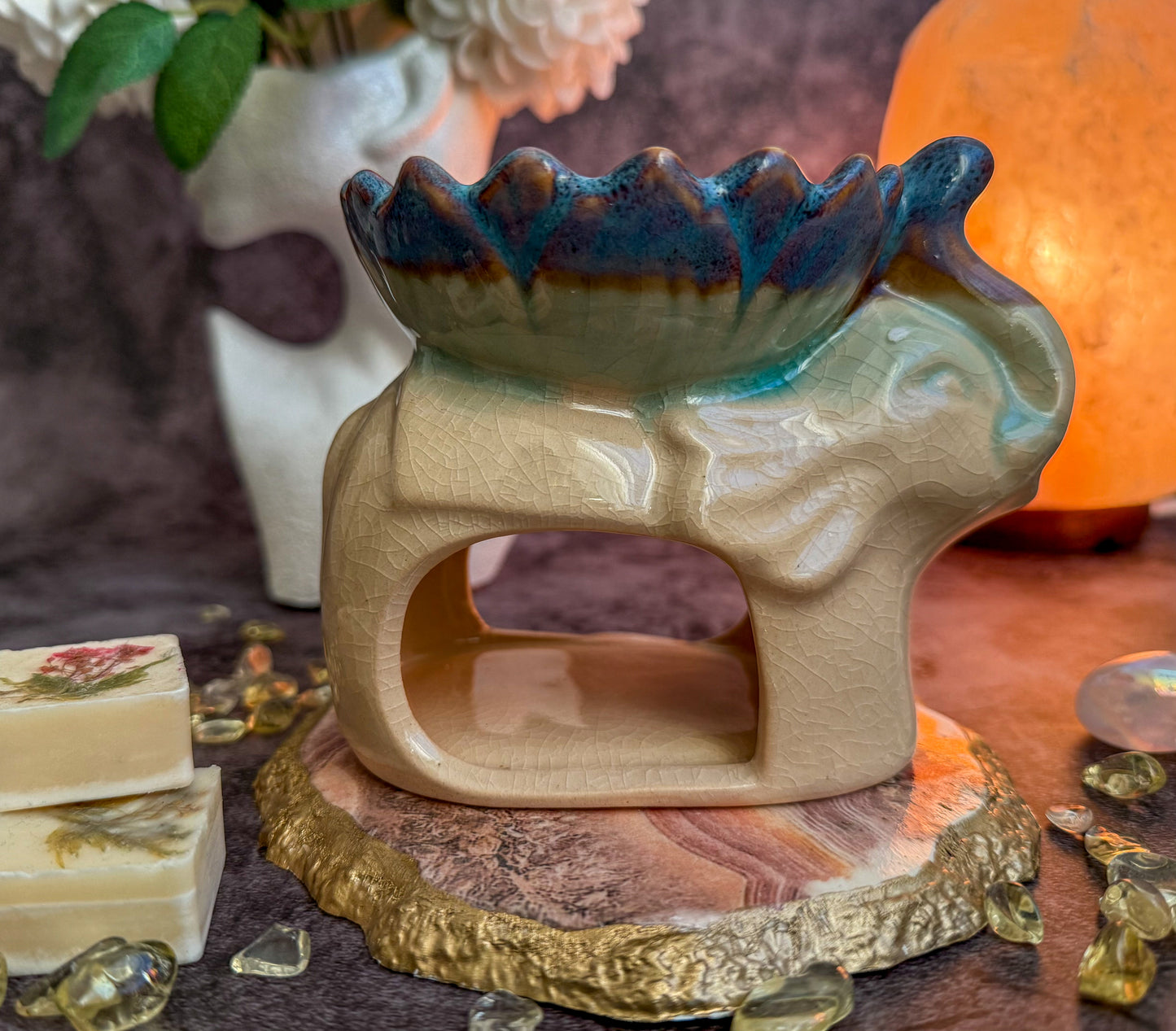 Duftlampe Aromalampe Elefant Natur Beige