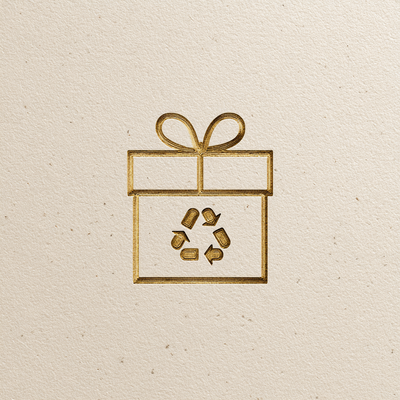 Line-Art Geschenkbox mit Recycling-Symbol – nachhaltige Verpackung